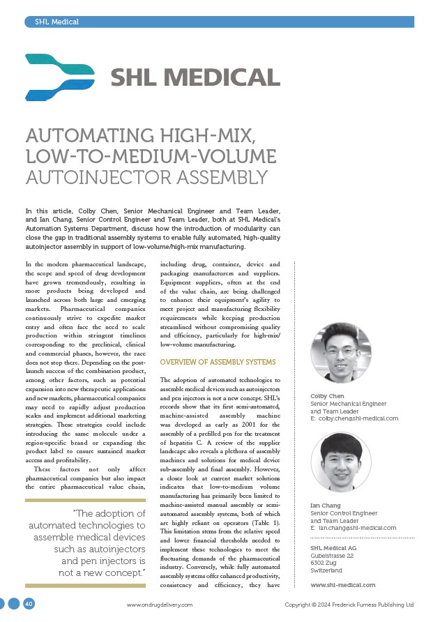 Automating High Mix, Low To Medium Volume Autoinjector Assembly