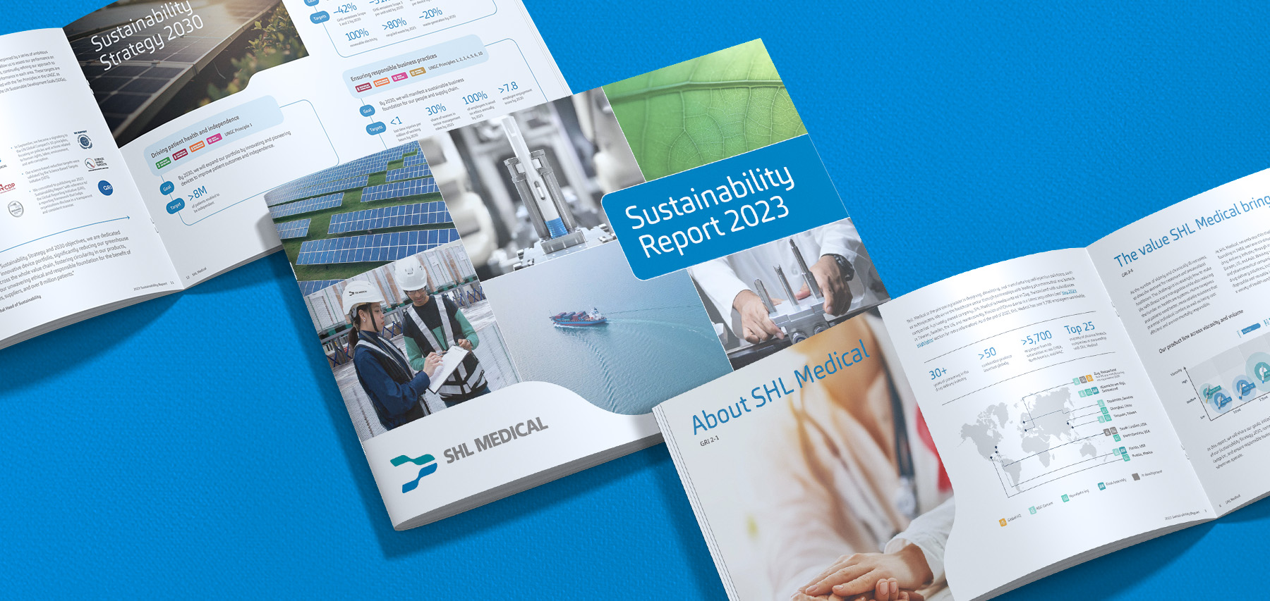 An image of sustainability report 2023 released by SHL Medical